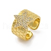 Brass Micro Pave Clear Cubic Zirconia Cuff Rings for Women RJEW-H248-08G-01-4