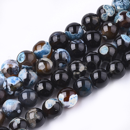 Natural Fire Crackle Agate Beads Strands G-S346-8mm-03-1