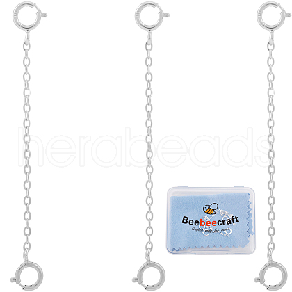 Beebeecraft 3Pcs Sterling Silver Chain Extender STER-BBC0006-76S-1