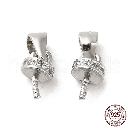 Rhodium Plated 925 Sterling Silver Cup Peg Bails X-FIND-Z008-15P-1