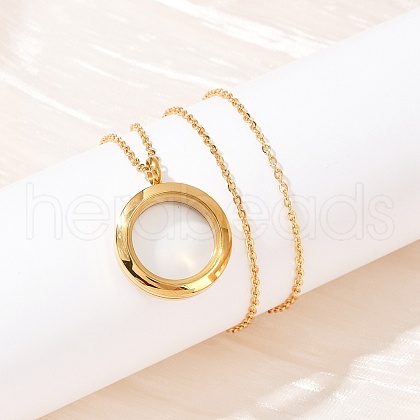 304 Stainless Steel Visible Flat Round Locket Pendant Pet Urn Ashes Necklaces NJEW-S455-08G-1