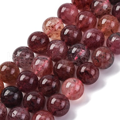 Natural Strawberry Quartz Beads Strands G-J373-16-10mm-01-1