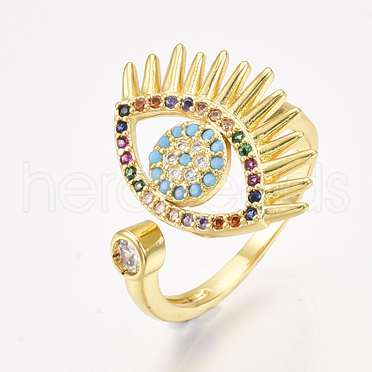 Brass Micro Pave Cubic Zirconia Cuff Rings RJEW-S044-052-1
