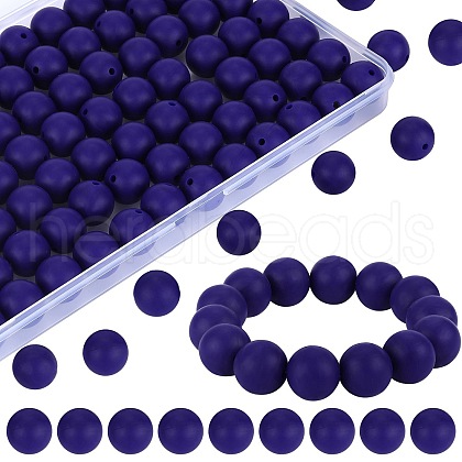 80Pcs Round Silicone Focal Beads SIL-SZ0001-24-02-1