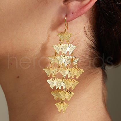 Vintage Hollow Butterfly Stainless Steel Pendant Dangle Earrings EY0776-1
