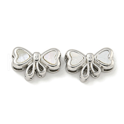 Brass Pave Shell Bowknot Multi-Strand Links KK-Q820-18P-1
