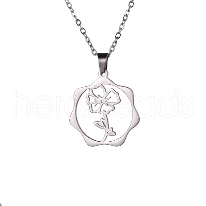 Non-Tarnish Stainless Steel Pendant Necklaces PW-WG57218-07-1