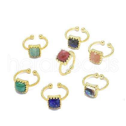 Adjustable Natural Gemstone Finger Rings RJEW-L089-13G-1
