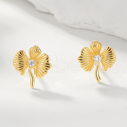 Elegant Leaf S925 Sterling Silver Stud Earrings TL3203-1-1