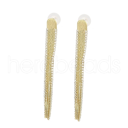 Cubic Zirconia Chains Tassel Earrings EJEW-P236-03G-1