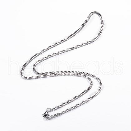 304 Stainless Steel Curb Chain Necklaces NJEW-P147-03P-1