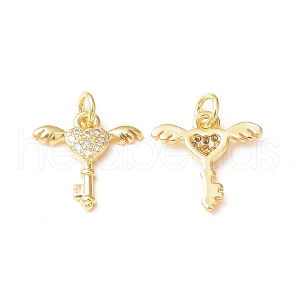 Brass Micro Pave Cubic Zirconia Charms KK-C018-02G-1