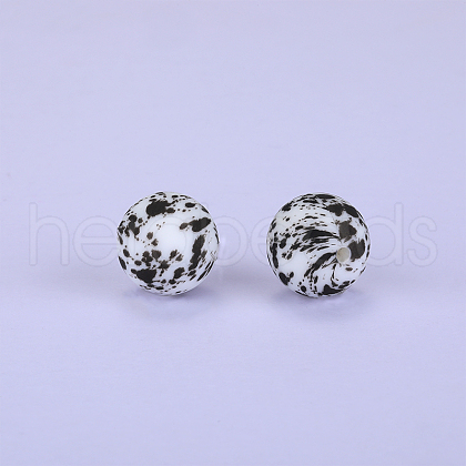 Printed Round Silicone Focal Beads SI-JX0056A-182-1