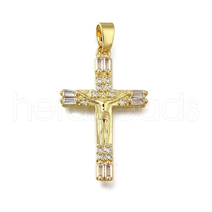 Brass Micro Pave Clear Cubic Zirconia Pendants ZIRC-I070-058G-1