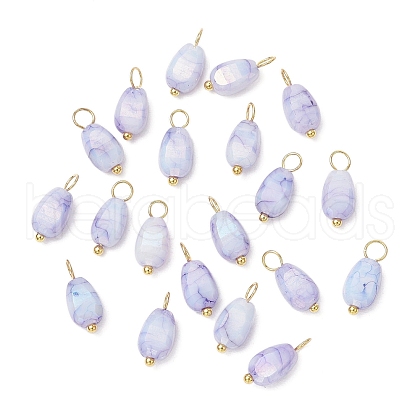 20Pcs Opaque Baking Painted Crackle Glass Charms PALLOY-JF03952-03-1