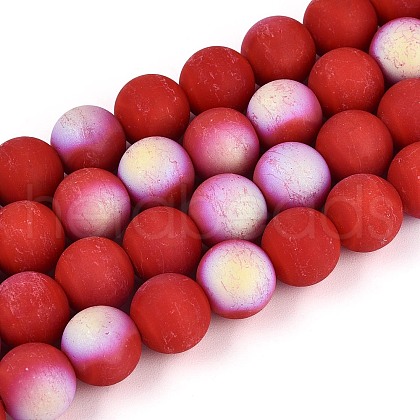 Frosted Opaque Glass Beads Strands GLAA-T032-P10mm-MBB04-1