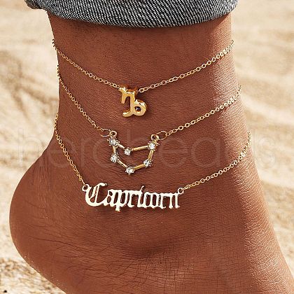 Alloy Crystal Rhinestone 3 Layer Constellations Link Chain Anklets for Women FS-WGFDDF7-12-1