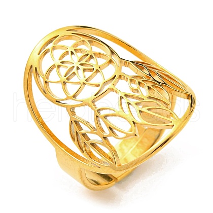 Adjustable 304 Stainless Steel Woven Web/Net with Feather Ring RJEW-F149-05G-1