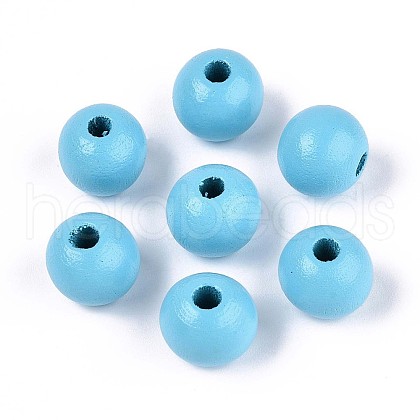 Spray Painted Round Natural Schima Wood Beads WOOD-A018-12mm-09-1