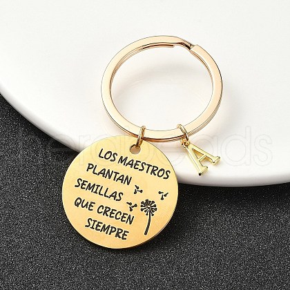 201 Stainless Steel & Brass Letter Keychain KEYC-YW00095-01-1