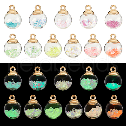   44Pcs 11 Styles Transparent Glass Globe Pendants FIND-PH0010-23-1