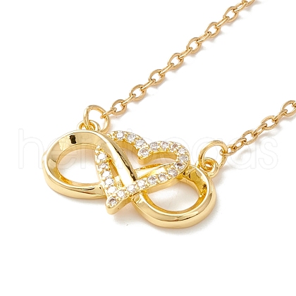 Clear Cubic Zirconia Infinity Love Heart Pendant Necklace NJEW-O125-58G-1