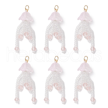 Glass Seed Beaded Jellyfish Pendants PALLOY-MZ00707-01-1