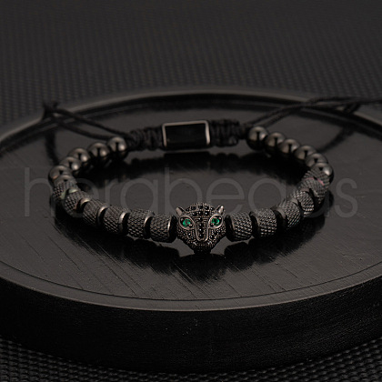 304 Stainless Steel Braided Beads Bracelets WG0F93D-09-1