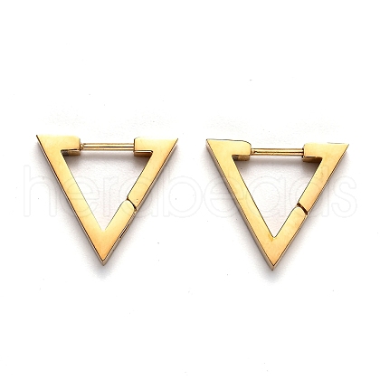304 Stainless Steel Triangle Huggie Hoop Earrings STAS-J033-02B-G-1