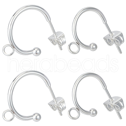 Beebeecraft 20Pcs 2 Size 304 Stainless Steel Ring Stud Earrings Findings STAS-BBC0004-71-1