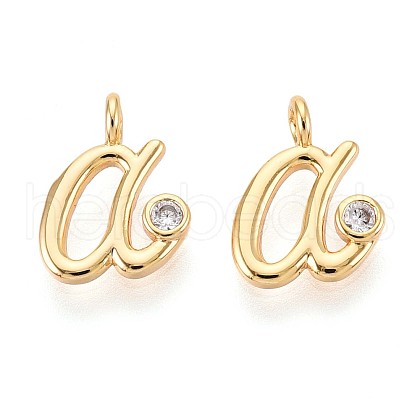 Brass Micro Pave Cubic Zirconia Charms KK-N263-97G-A-1