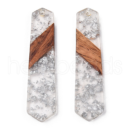 Transparent Resin & Walnut Wood Pendants RESI-TAC0017-05-1