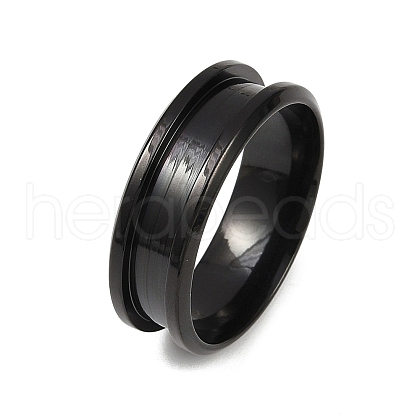 201 Stainless Steel Grooved Finger Ring Settings STAS-TAC0001-10E-B-1