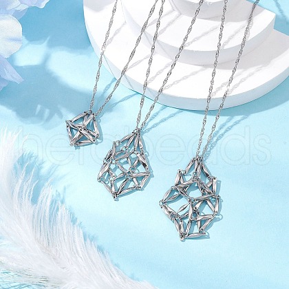 3Pcs 3 Sizes 304 Stainless Steel Macrame Pouch Empty Stone Holder Necklace Making NJEW-JN05240-1