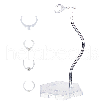 Plastic Minifigures Display Stands with Adjustable Snake Bone Bracket ODIS-WH0070-81A-1