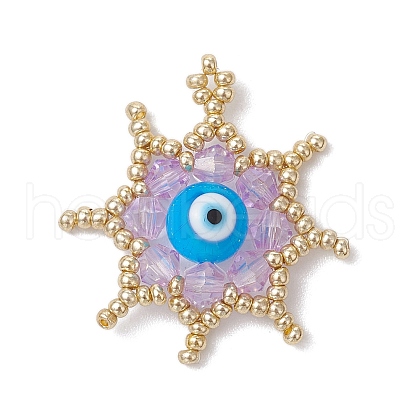 Glass Seed Beaded Star Pendants PALLOY-MZ00624-02-1