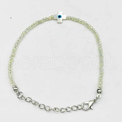 Faceted Rondelle Glass Beaded Bracelets TR4821-7-1