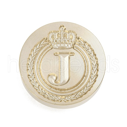 Golden Tone Crown Initial Wax Seal Brass Stamp Heads AJEW-A065-01J-1