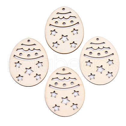 Undyed Natural Wooden Big Pendants WOOD-S058-009-1