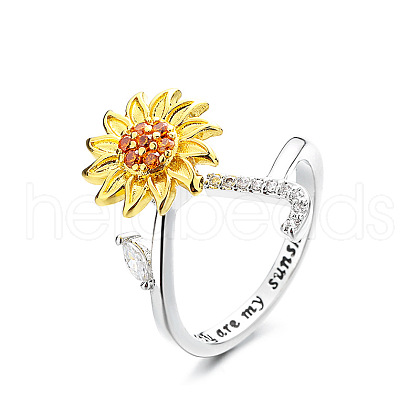 Adjustable Brass Rhinestone Rotating Cuff Rings FS-WG5B177-10-1