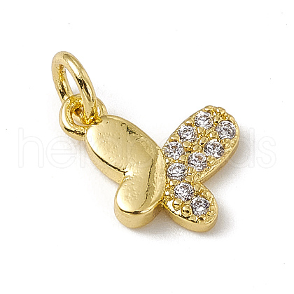 Brass Micro Pave Clear Cubic Zirconia Butterfly Charms ZIRC-F132-92G-1
