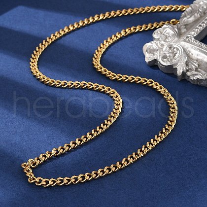 Brass Cuban Link Chain Necklacea for Women Men NJEW-F337-03G-01-1
