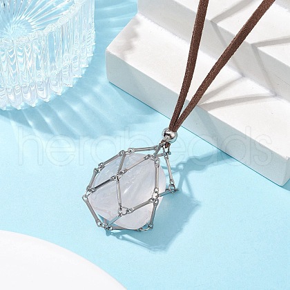 Crystal Holder Cage Necklace NJEW-JN04587-03-1