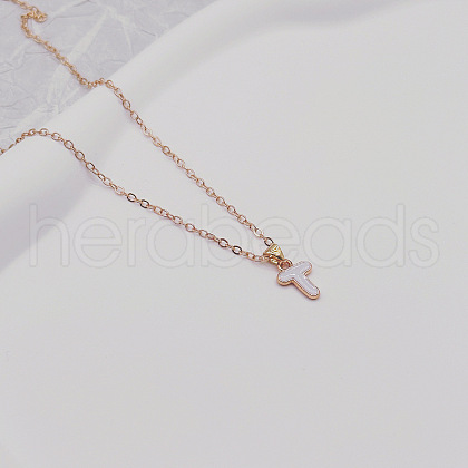 Alloy White Enamel Initial Pendant Necklaces WG51722-18-1