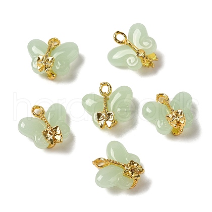 Imitation Jade Glass Pendants GLAA-K065-01G-1