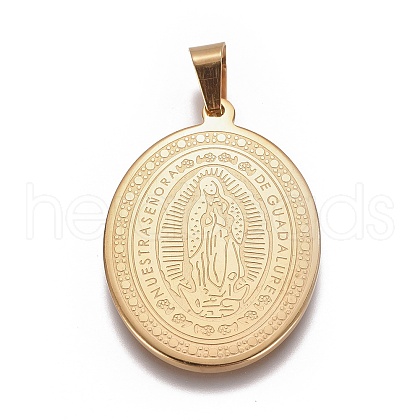 304 Stainless Steel Lady of Guadalupe Pendants STAS-F185-29G-1