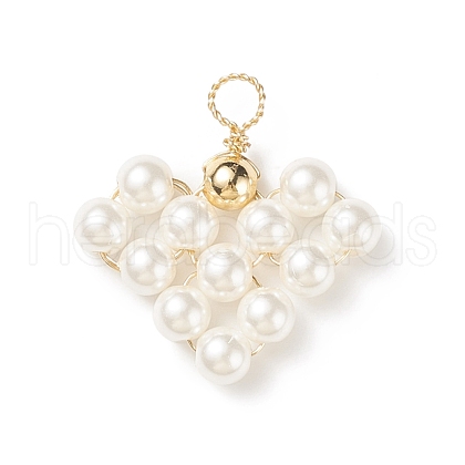 Shell Pearl Beads Woven Pendants PALLOY-JF01857-1