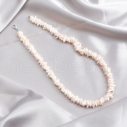 Beach Dyed Natural Shell Chip Beaded Necklaces FS-WG9678E-01-1