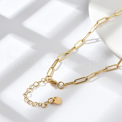 Ion Plating(IP) 304 Stainless Steel Paperclip Chain Necklace X-NJEW-D045-14G-1