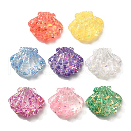 Transparent Marine Organism Resin Cabochons RESI-H035-05E-1